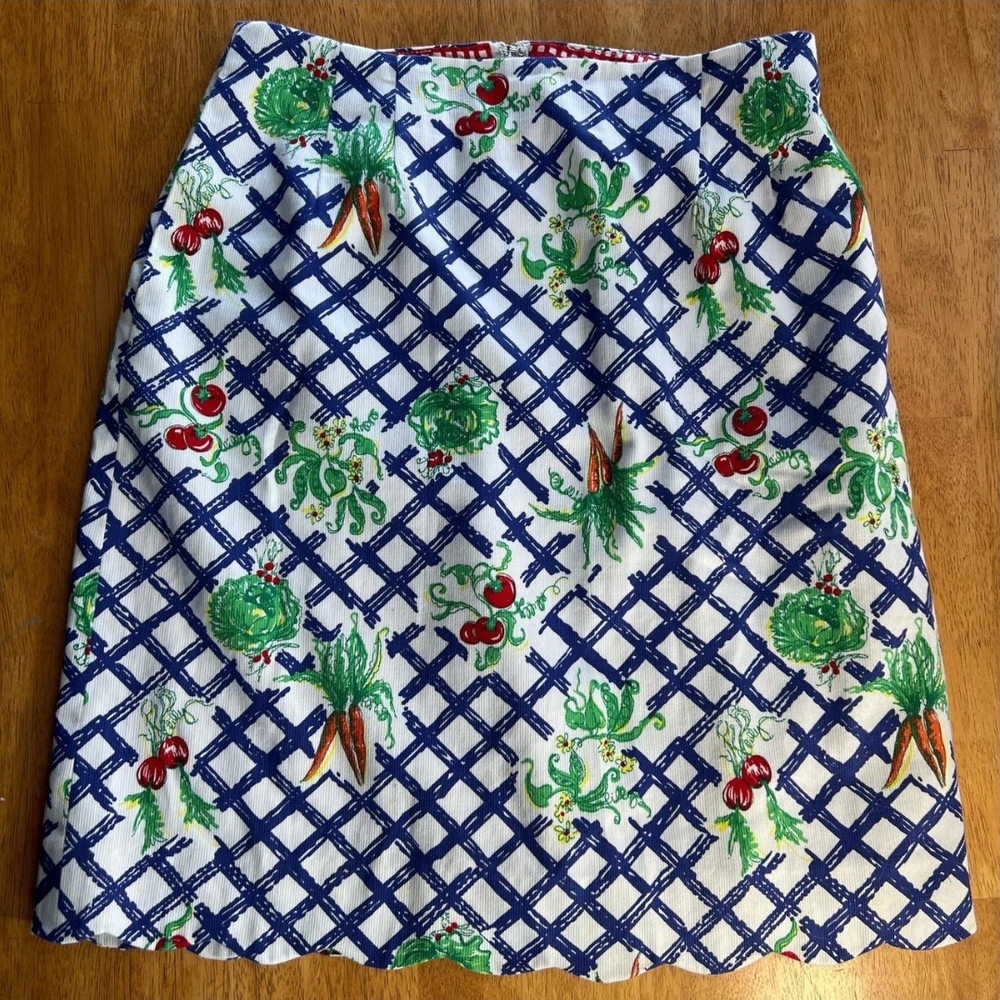 Lilly Pulitzer Floral Vegetable Garden Blue and White Women's Skirt